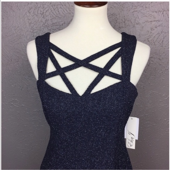 New Eliza J Dress Cocktail Shimmery Charcoal - Picture 2 of 8